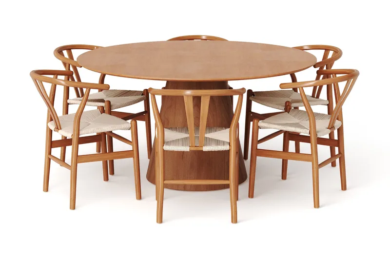 Siena Spisegruppe rund 150 cm Eik med 6 Dastoori spisestoler - Eik - Møbler - Bord - Spisegrupper