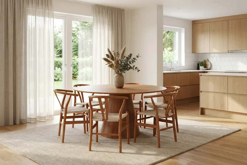 Siena Spisegruppe rund 150 cm Eik med 6 Dastoori spisestoler - Eik - Møbler - Bord - Spisegrupper