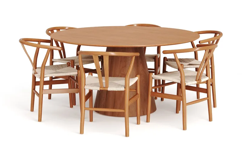Siena Spisegruppe rund 150 cm Eik med 6 Dastoori spisestoler - Eik - Møbler - Bord - Spisegrupper