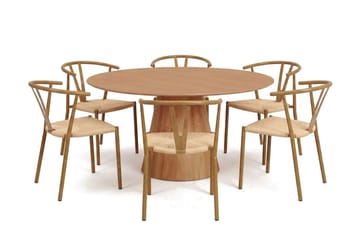 Siena spisegruppe rund 150 cm eik med 6 Elysia spisestoler - Eik - Møbler - Bord - Spisegrupper
