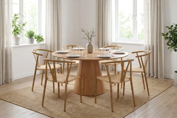 Siena spisegruppe rund 150 cm eik med 6 Elysia spisestoler - Eik - Møbler - Bord - Spisegrupper