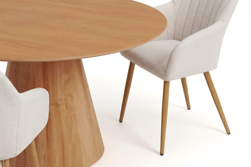 Siena spisegruppe rund 150 cm eik med 6 Filippa spisestoler - Eik - Møbler - Bord - Spisegrupper