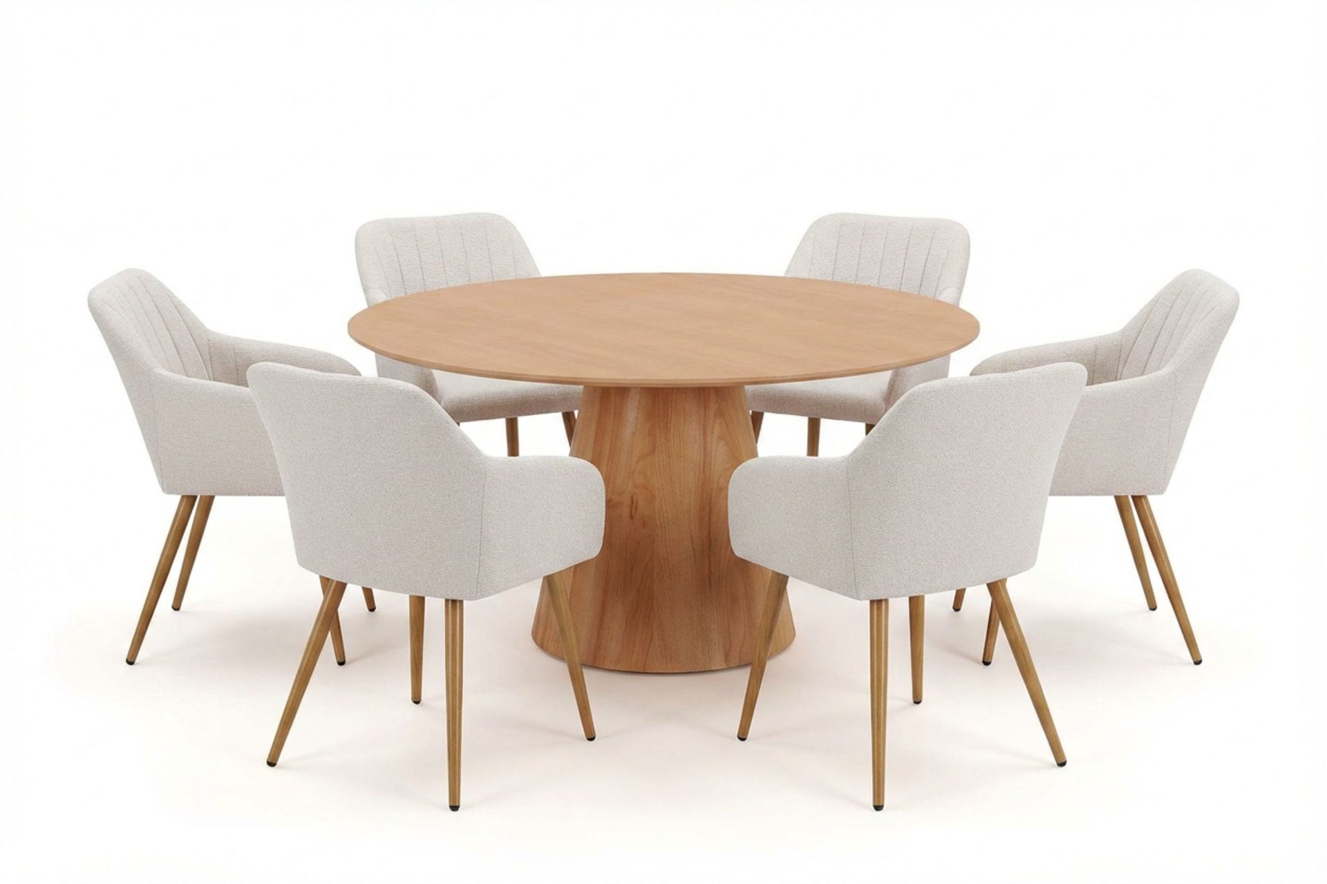 Siena spisegruppe rund 150 cm eik med 6 Filippa spisestoler - Eik