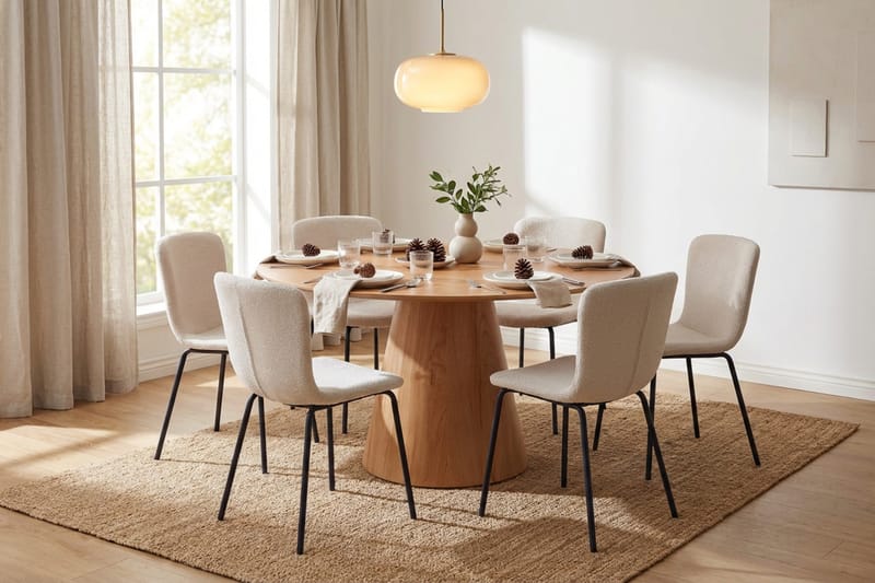 Siena Spisegruppe rund 150 cm Eik med 6 Katy spisestoler - Eik - Møbler - Bord - Spisegrupper