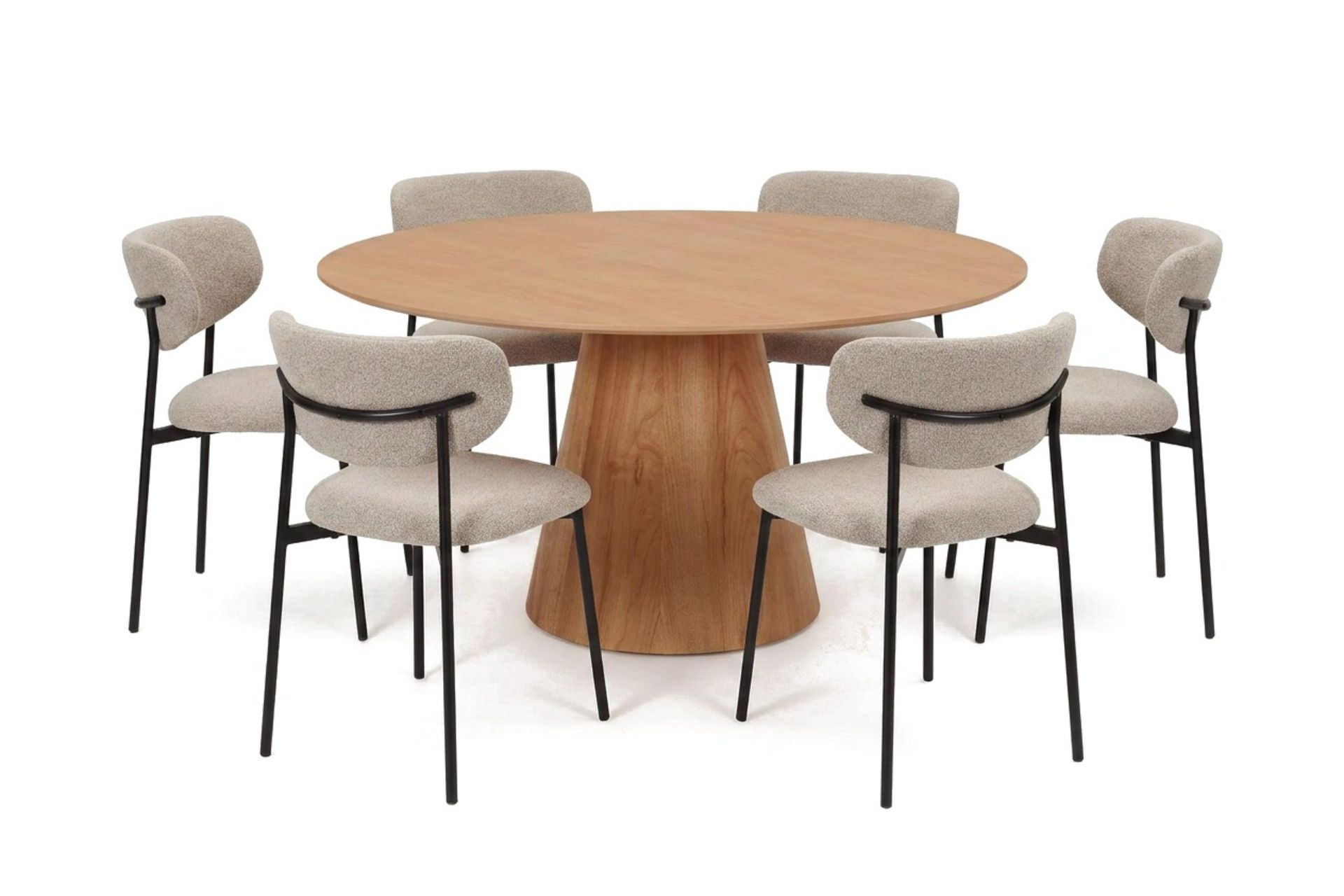 Siena spisegruppe rund 150 cm eik med 6 Lucy spisestoler - Eik