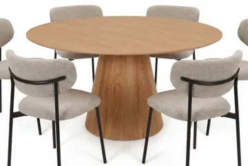 Siena spisegruppe rund 150 cm eik med 6 Lucy spisestoler - Eik - Møbler - Bord - Spisegrupper