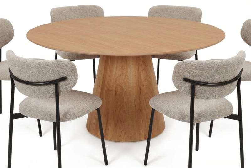 Siena spisegruppe rund 150 cm eik med 6 Lucy spisestoler - Eik - Møbler - Bord - Spisegrupper