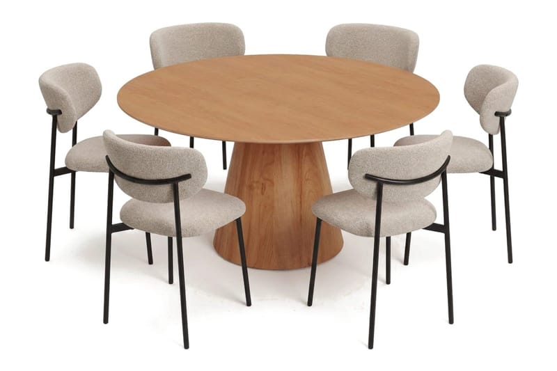 Siena spisegruppe rund 150 cm eik med 6 Lucy spisestoler - Eik - Møbler - Bord - Spisegrupper