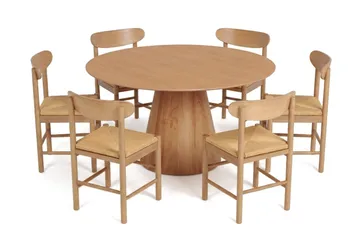 Siena spisegruppe rund 150 cm eik med 6 Malte spisestoler - Eik - Møbler - Bord - Spisegrupper
