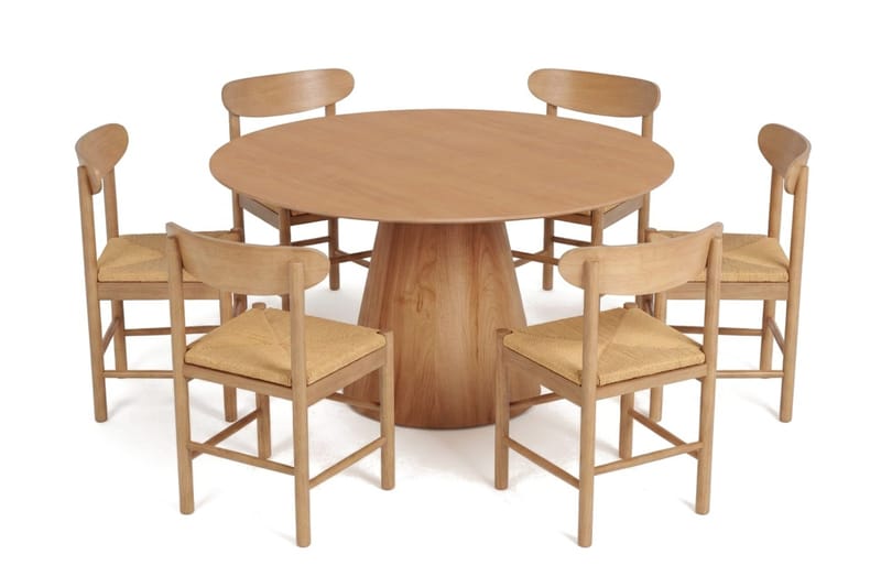 Siena Spisegruppe rund 150 cm Eik med 6 Malte Spisestoler - Møbler - Bord - Spisegrupper