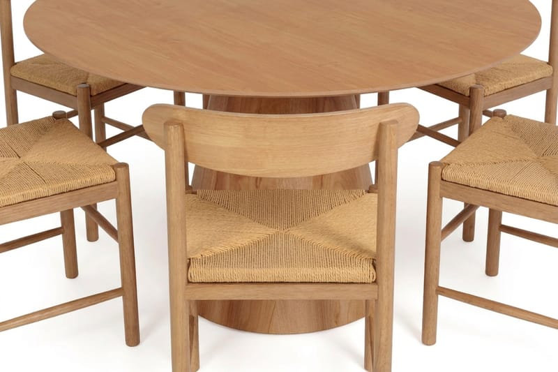 Siena Spisegruppe rund 150 cm Eik med 6 Malte Spisestoler - Møbler - Bord - Spisegrupper