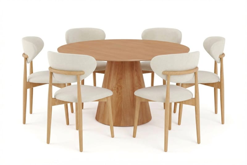 Siena spisegruppe rund 150 cm eik med 6 Molly spisestoler - Eik - Møbler - Bord - Spisegrupper