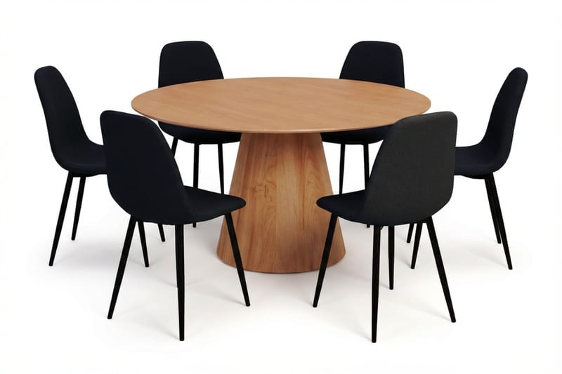 Siena spisegruppe rund 150 cm eik med 6 Nibe spisestoler - Eik - Møbler - Bord - Spisegrupper