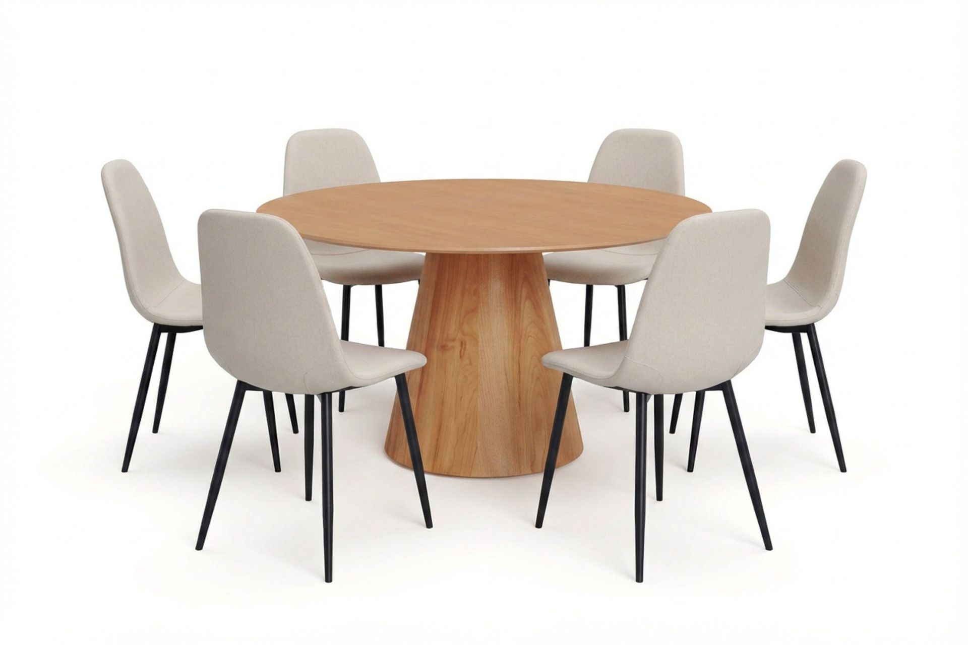 Siena spisegruppe rund 150 cm eik med 6 Nibe spisestoler - Eik