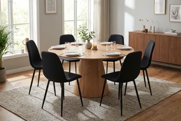 Siena spisegruppe rund 150 cm eik med 6 Nibe spisestoler - Eik - Møbler - Bord - Spisegrupper