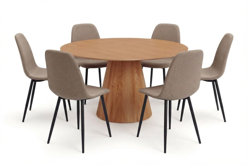 Siena spisegruppe rund 150 cm eik med 6 Nibe spisestoler, Eik
