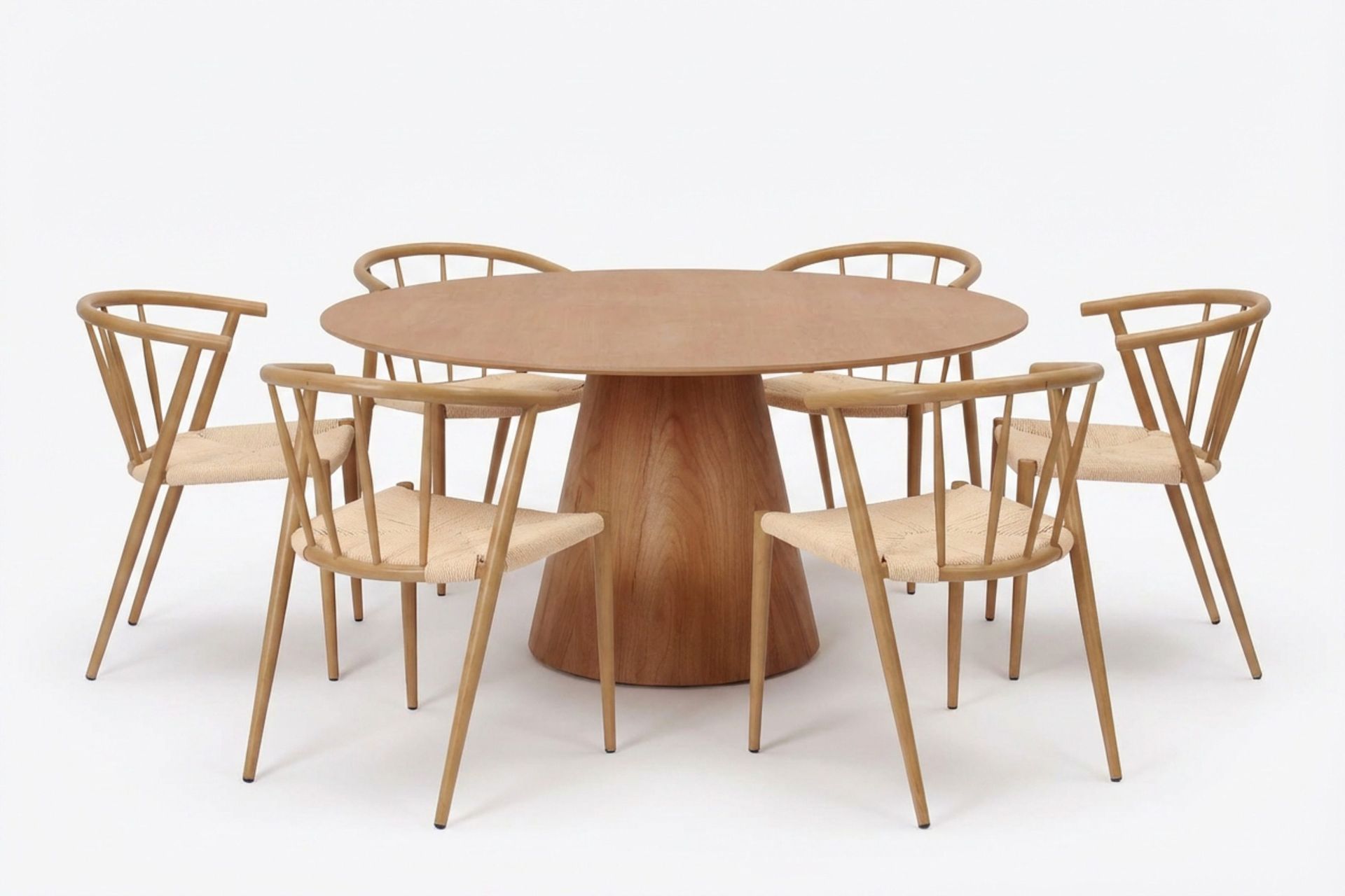 Siena spisegruppe rund 150 cm eik med 6 Winston spisestoler - Eik