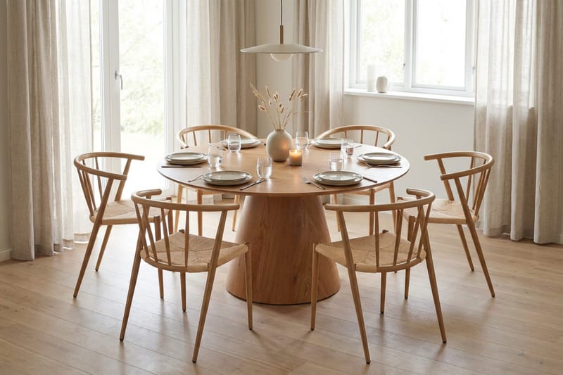Siena spisegruppe rund 150 cm eik med 6 Winston spisestoler - Eik - Møbler - Bord - Spisegrupper