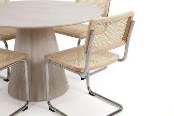 Siena spisegruppe rund 150 cm hvitlasert med 6 Build spisestoler - Hvitbeiset eik - Møbler - Bord - Spisegrupper