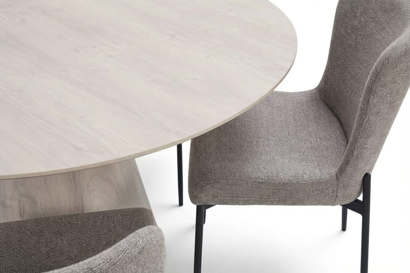 Siena spisegruppe rund 150 cm hvitlasert med 6 Elsie spisestoler - Hvitbeiset eik - Møbler - Bord - Spisegrupper