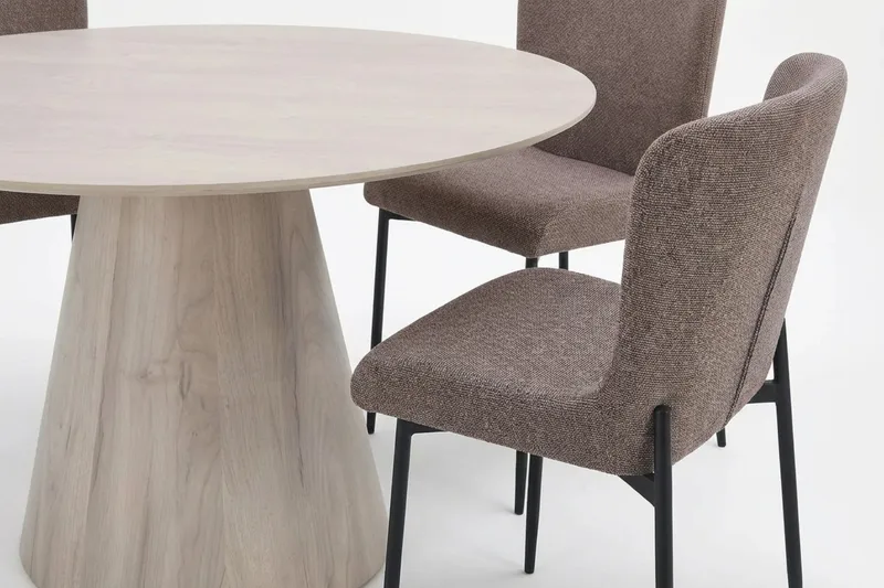 Siena spisegruppe rund 150 cm hvitlasert med 6 Elsie spisestoler - Hvitbeiset eik - Møbler - Bord - Spisegrupper