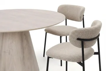 Siena spisegruppe rund 150 cm hvitlasert med 6 Lucy spisestoler - Hvitbeiset eik - Møbler - Bord - Spisegrupper