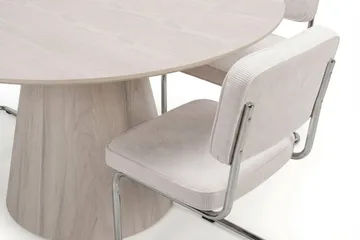 Siena spisegruppe rund 150 cm hvitlasert med 6 Milva spisestoler - Hvitbeiset eik - Møbler - Bord - Spisegrupper