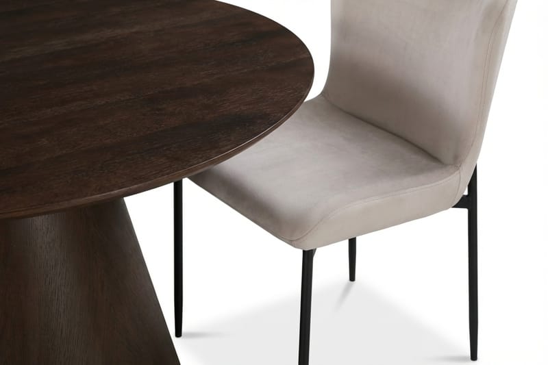 Siena Spisegruppe Rund 150 cm Røkt Eik med 6 Elsie Spisestoler - Røkt Eik/Beige - Møbler - Bord - Spisegrupper