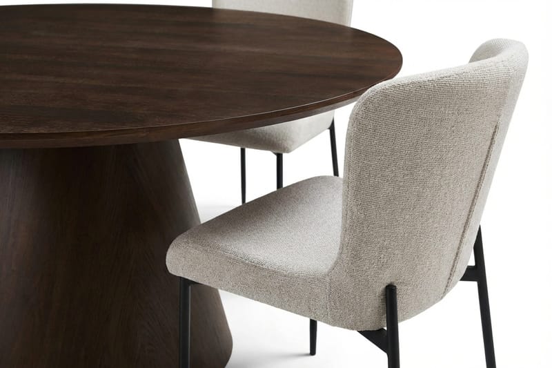 Siena Spisegruppe Rund 150 cm Røkt Eik med 6 Elsie Spisestoler - Røkt Eik/Hvit - Møbler - Bord - Spisegrupper