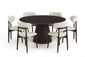 Siena spisegruppe rund 150 cm røkt eik med 6 Molly spisestoler