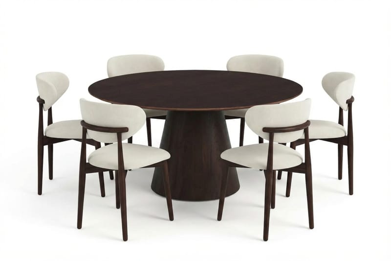 Siena spisegruppe rund 150 cm røkt eik med 6 Molly spisestoler - Røkt eik - Møbler - Bord - Spisegrupper