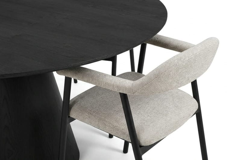 Siena spisegruppe rund 150 cm svart med 4 Ronja spisestoler - Beige/svart - Møbler - Bord - Spisegrupper