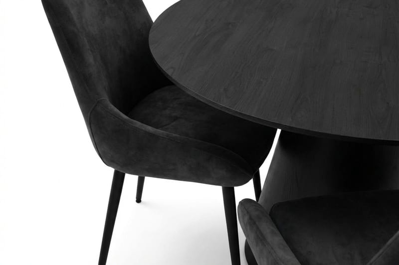 Siena Spisegruppe rund 150 cm Svart med 6 Alsarp spisestoler - Svart - Møbler - Bord - Spisegrupper