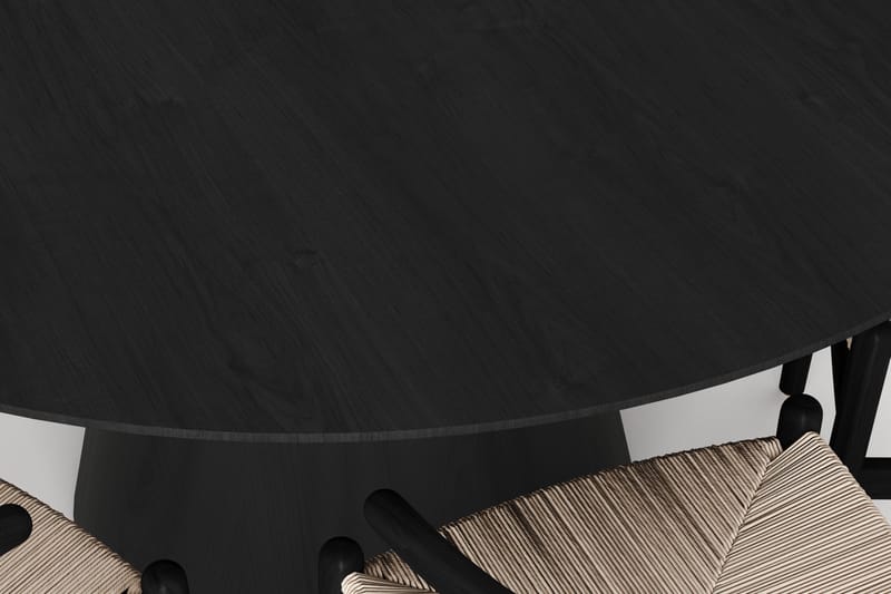 Siena Spisegruppe rund 150 cm Svart med 6 Dastoori spisestoler - Svartbeiset eik - Møbler - Bord - Spisegrupper