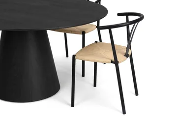 Siena spisegruppe rund 150 cm svart med 6 Elysia spisestoler - Svartbeiset eik - Møbler - Bord - Spisegrupper