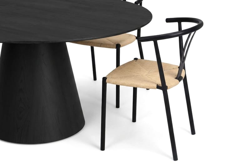 Siena spisegruppe rund 150 cm svart med 6 Elysia spisestoler - Svartbeiset eik - Møbler - Bord - Spisegrupper