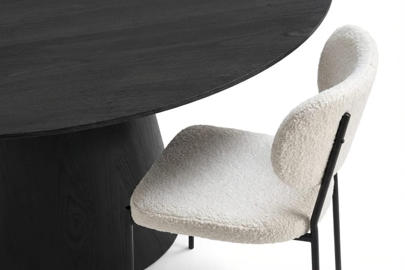 Siena Spisegruppe rund 150 cm Svart med 6 Gemmiano spisestoler - Svartbeiset eik - Møbler - Bord - Spisegrupper
