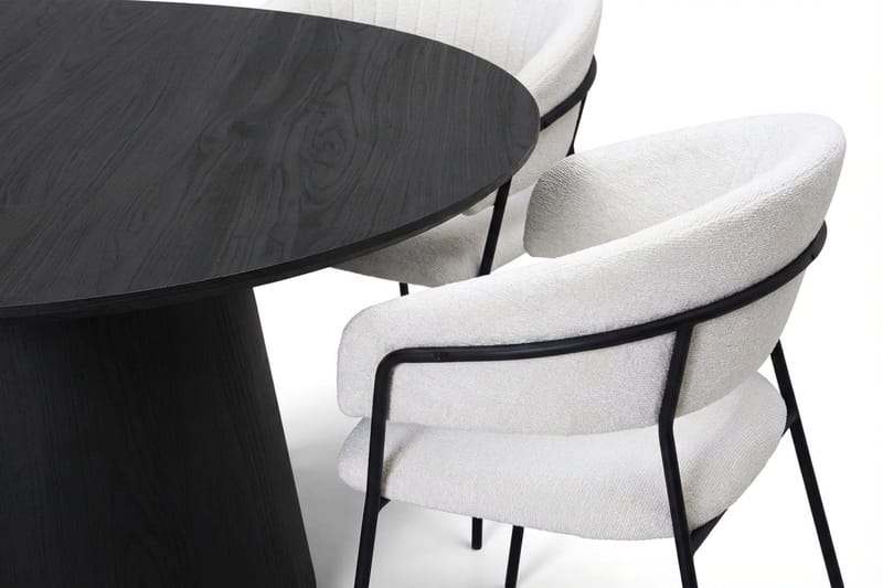 Siena spisegruppe rund 150 cm svart med 6 Karol spisestoler - Svart - Møbler - Bord - Spisegrupper