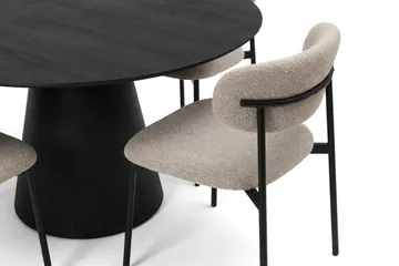 Siena spisegruppe rund 150 cm svart med 6 Lucy spisestoler - Svartbeiset eik - Møbler - Bord - Spisegrupper