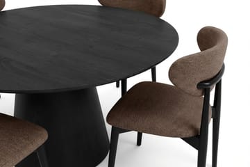 Siena spisegruppe rund 150 cm svart med 6 Molly spisestoler - Svartbeiset eik - Møbler - Bord - Spisegrupper