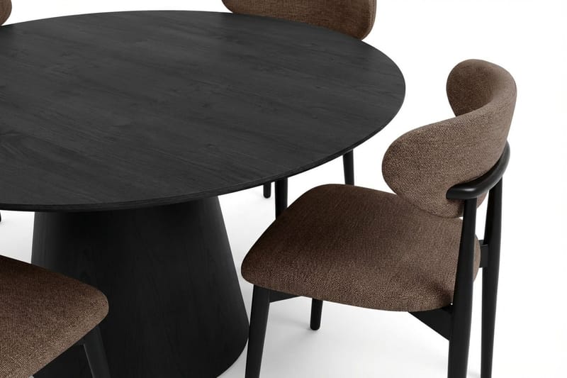 Siena spisegruppe rund 150 cm svart med 6 Molly spisestoler - Svartbeiset eik - Møbler - Bord - Spisegrupper