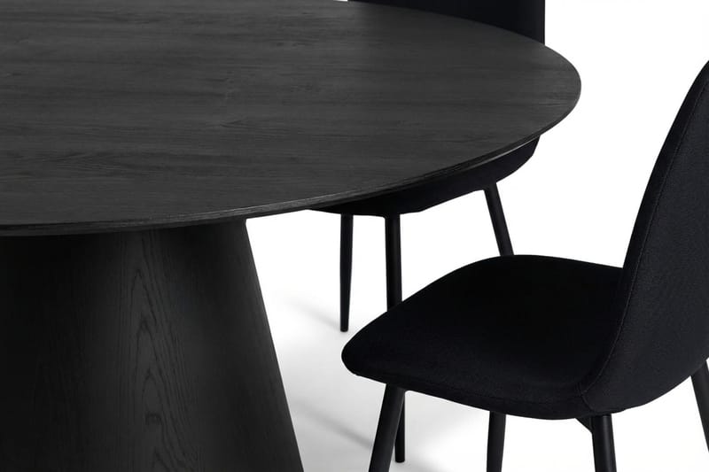 Siena spisegruppe rund 150 cm svart med 6 Nibe spisestoler - Svart - Møbler - Bord - Spisegrupper