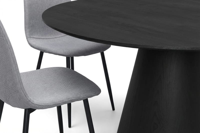 Siena spisegruppe rund 150 cm svart med 6 Nibe spisestoler - Svartbeiset eik - Møbler - Bord - Spisegrupper