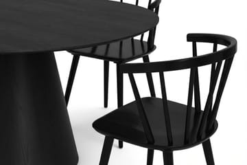 Siena Spisegruppe rund 150 cm Svart med 6 Tyrö spisestoler - Svartbeiset eik - Møbler - Bord - Spisegrupper