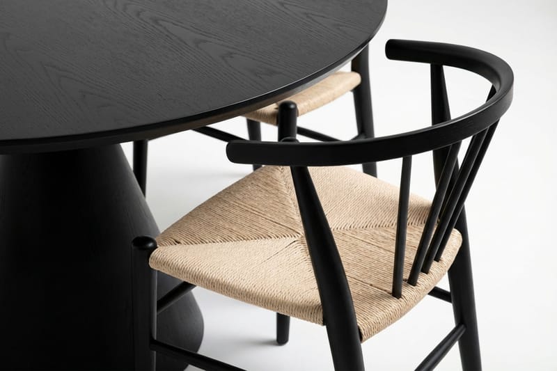 Siena Spisegruppe rund 150 cm Svart med 6 Winston spisestoler - Svart - Møbler - Bord - Spisegrupper