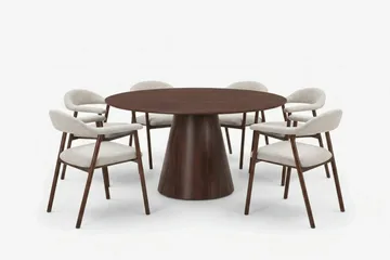 Siena spisegruppe rund 150 cm valnøtt med 4 Ronja spisestoler - Valnøtt - Møbler - Bord - Spisegrupper
