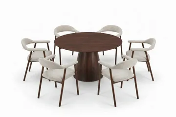 Siena spisegruppe rund 150 cm valnøtt med 4 Ronja spisestoler - Valnøtt - Møbler - Bord - Spisegrupper