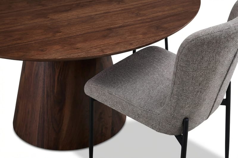 Siena spisegruppe rund 150 cm valnøtt med 6 Elsie spisestoler - Valnøtt/Lysegrå - Møbler - Bord - Spisegrupper