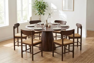 Siena spisegruppe rund 150 cm valnøtt med 6 Malte spisestoler - Valnøtt - Møbler - Bord - Spisegrupper