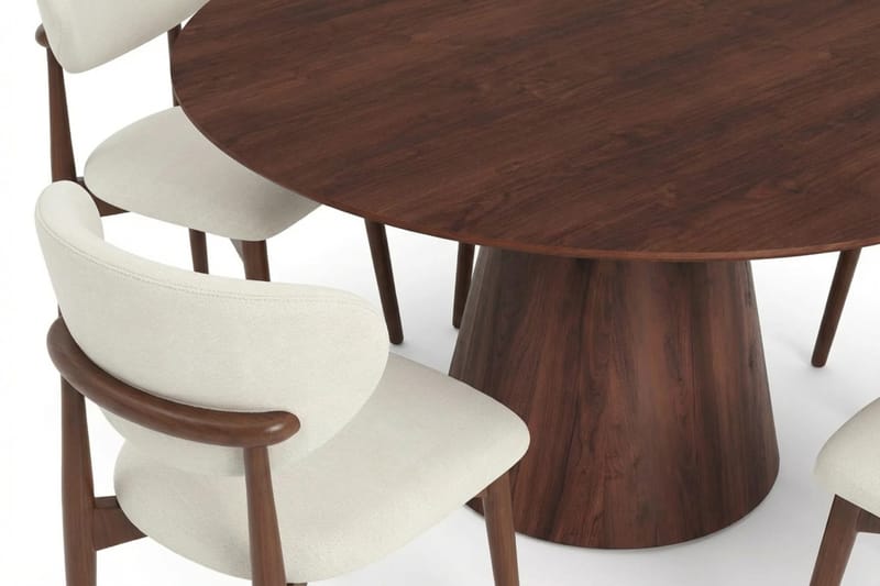 Siena spisegruppe rund 150 cm valnøtt med 6 Molly spisestoler - Valnøtt - Møbler - Bord - Spisegrupper